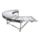 180 Degree Right Hand Gravity Turnaround Conveyor 22" Wide with 4' Straight Outfeed Conveyor